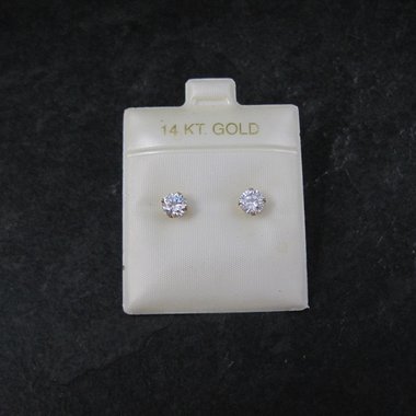 Vintage 3mm Cz Stud Earrings 14K Gold Filled New Old Stock