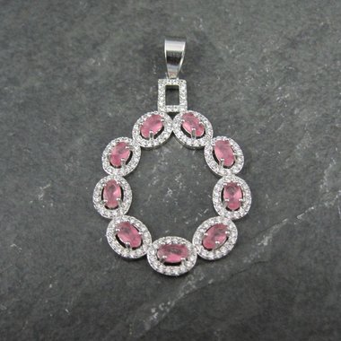 Estate Sterling Pink Cubic Zirconia Pendant
