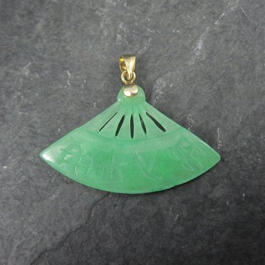 Vermeil Jadeite Fan Pendant Estate