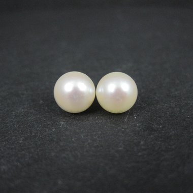 14K 8mm Cultured Akoya Pearl Stud Earrings New Old Stock