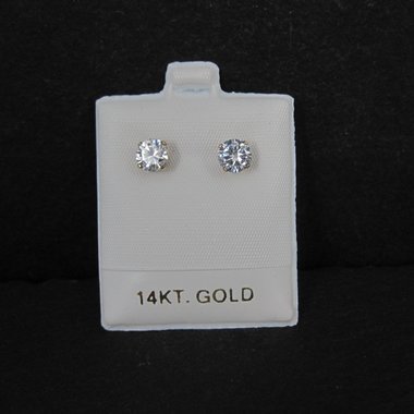 Vintage 6mm Cz Stud Earrings 14K Gold Filled New Old Stock