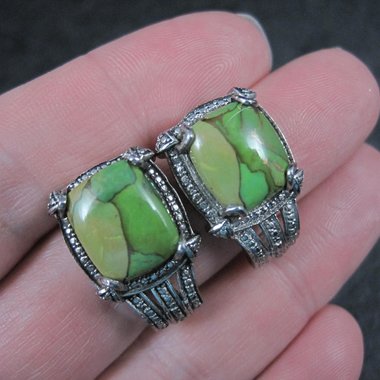 Green Mohave Turquoise Earrings Stainless Steel