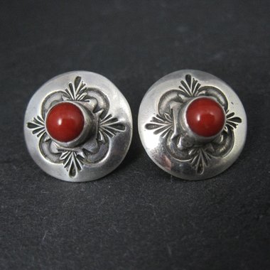 Southwestern Sterling Silver Coral Earrings