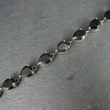 Faceted Pear Cut Black Tourmaline Bracelet Sterling Silver 8.25 Inches