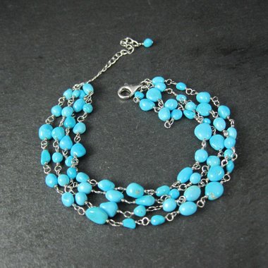 Sterling Silver 4 Strand Turquoise Bracelet