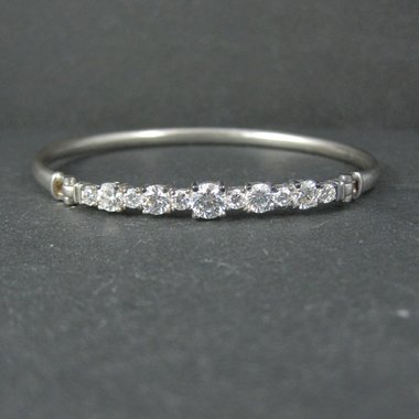 Sterling Silver Cubic Zirconia Bangle Bracelet 7 Inches