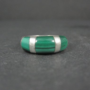 Vintage Sterling Malachite Inlay Ring Size 7