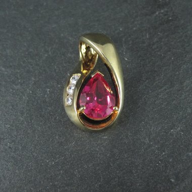 Vermeil Sterling Synthetic Ruby Pendant