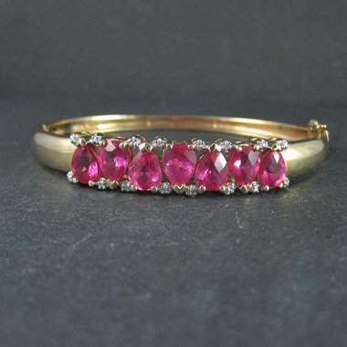 Rare Ross Simons Vermeil Sterling Pink Sapphire Bangle Bracelet