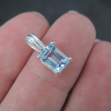 Small Sterling Silver Blue Topaz Pendant