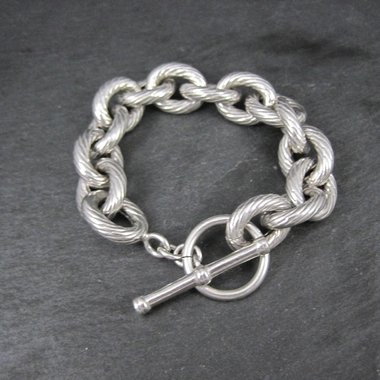 Chunky Sterling Silver Toggle Bracelet 7.5 Inches Vintage Italian Estate Jewelry