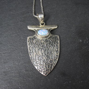 Sterling Arrowhead Opal Pendant Necklace