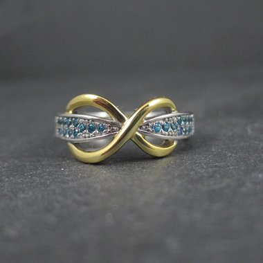 Infinity Topaz Ring Size 6 Vermeil Sterling Silver Estate Jewelry