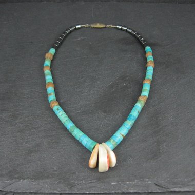 Vintage Pueblo Turquoise Heishi Necklace 13" Kids Native American