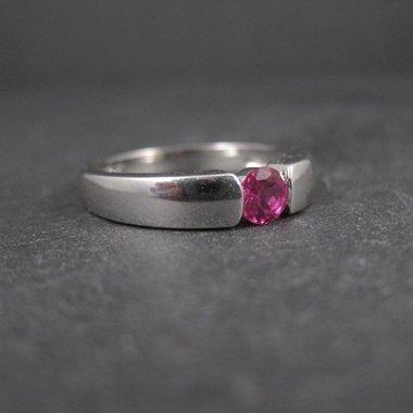 Pink Sapphire Solitaire Ring Sterling Silver Size 8 Estate Jewelry