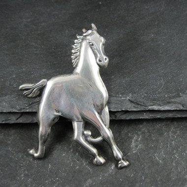 Vintage Sterling Silver Horse Brooch