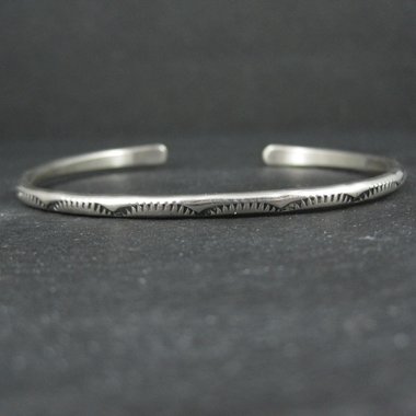 Simple Navajo Sterling Stamped Cuff Bracelet 6.75 Inches