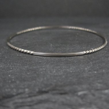 Dainty Sterling Twisted Bangle Bracelet 7.5 Inches