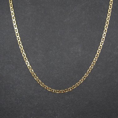 Italian Vermeil Sterling Flat Mariner Chain Necklace 4mm 20 Inches