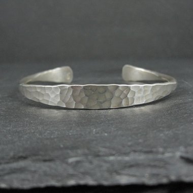 Vintage Hammered Sterling Silver Cuff Bracelet 6.75 Inches