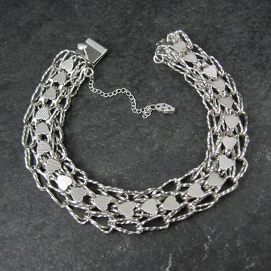 Vintage Sterling Heart Bracelet 7.5 Inches