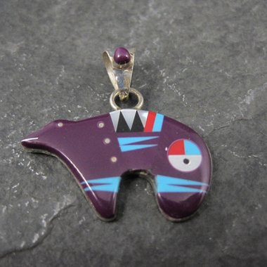 Southwestern Inlaid Bear Pendant