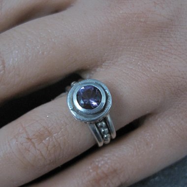Estate Sterling Amethyst Ring Size 4.5