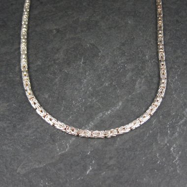 4mm Italian Flat Byzantine Chain Necklace 24 Inches Sterling Silver