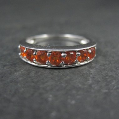 Sterling Silver Orange Garnet Band Ring Size 7