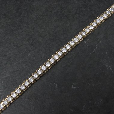 Vintage Vermeil Sterling Cz Tennis Bracelet 7 Inches