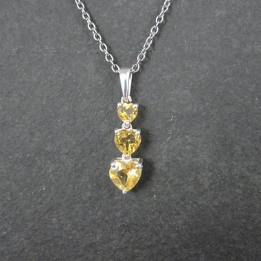 Citrine Heart Pendant Sterling Silver Estate Jewelry