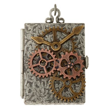 Steampunk Gear Clock Locket Pendant