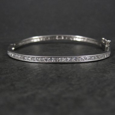 Estate Cubic Zirconia Bangle Bracelet 7.25"