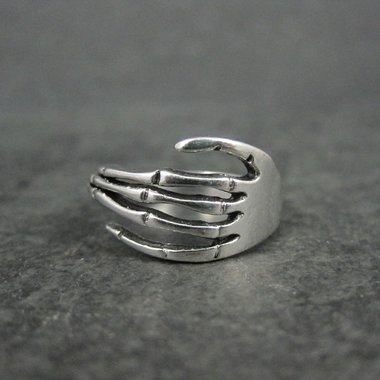 Artisan Sterling Silver Skeleton Hand Ring Size 8