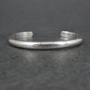 Simple Southwestern 5mm Sterling Cuff Bracelet 6.25" Signed L Mc.