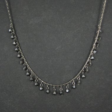 Vintage Bellagio Crystals Hematite Necklace 16"