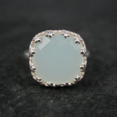 Sterling Silver Pale Chrysoprase Ring Size 8
