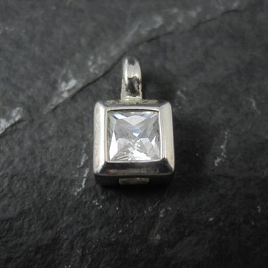 Small Sterling Cz Solitaire Pendant