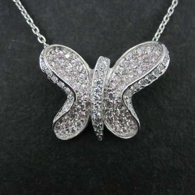 Sterling Silver Pink Butterfly Necklace