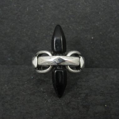 Unique Sterling Silver Black Obsidian Crystal Ring Size 7