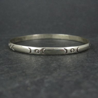 Mexican Sterling Triple Moon Bangle Bracelet 7.75"