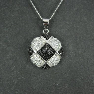 Sterling Silver Black & White Pendant Necklace