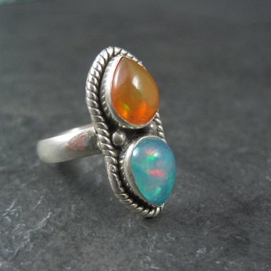Estate Sterling Silver Opal Ring Size 6