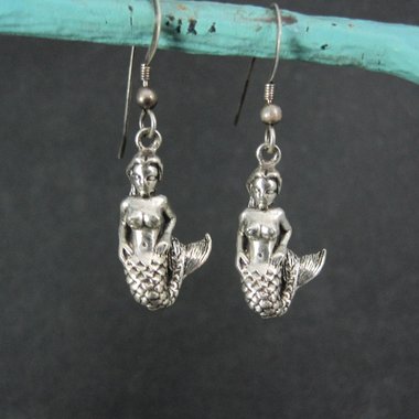 Vintage Sterling Mermaid Earrings