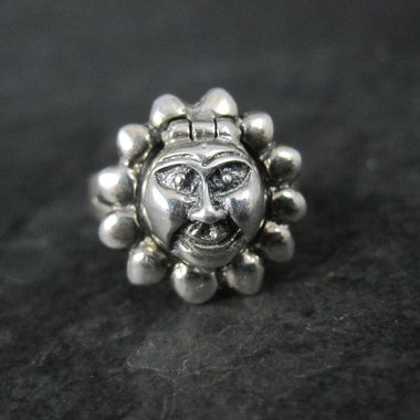 Vintage Sterling Sun Poison Ring Size 7