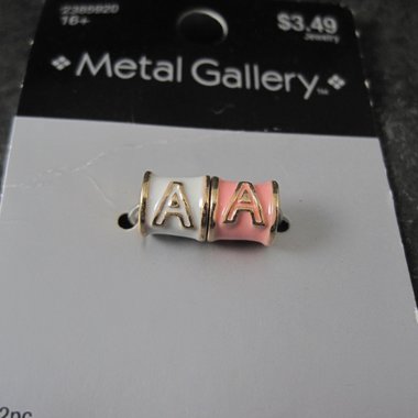 Enamel Initial A Barrel Beads