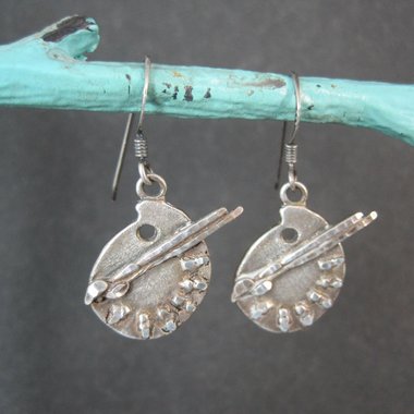 Vintage Sterling Painters Pallet Earrings