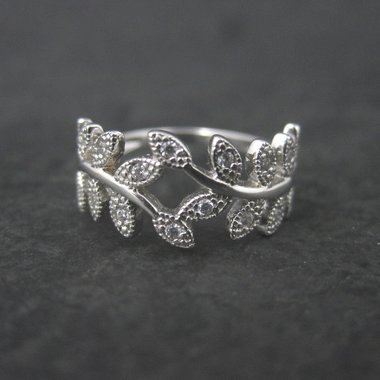 Estate Sterling Leaf Vine Ring Size 7