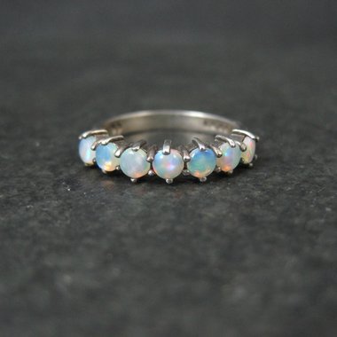 Vintage Sterling Opal Ring Size 5.5 British Silver
