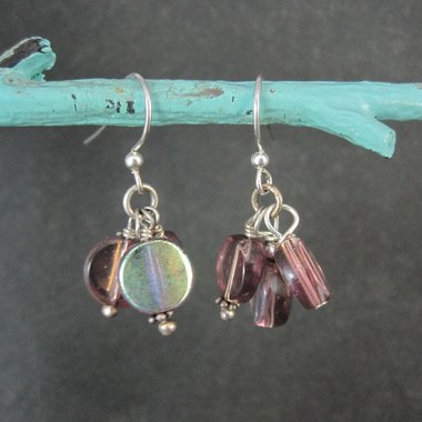 Iridescent Purple Bead Earrings